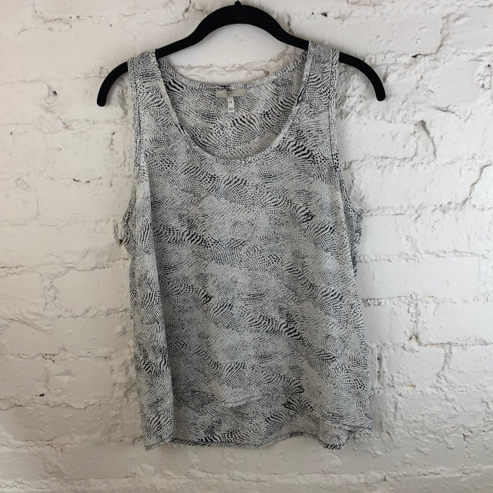 Joie Black and White Abstract Dot Sleeveless Top